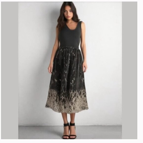 H&M Black Floral Print Full Skirt Size 4 - Picture 1 of 12